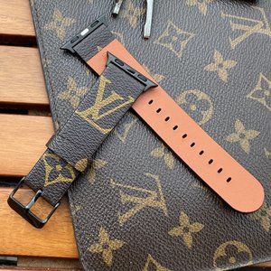 Luxury Apple Watch Band Leather Designer Print Brown 38mm 40mm 42mm 44mm Black